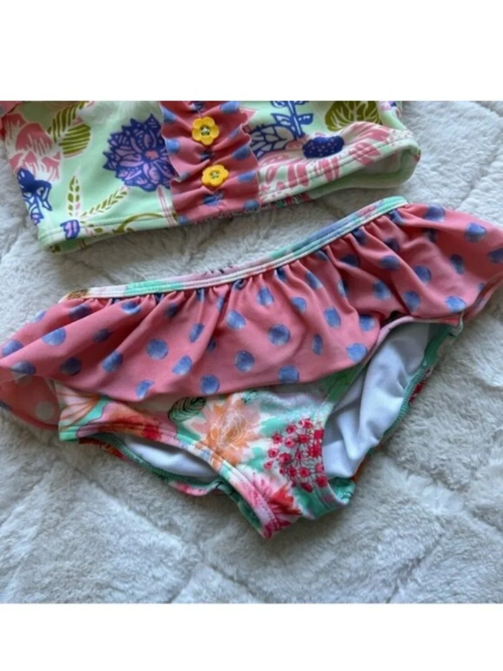 Matilda Jane | Aqua & Pink Floral Cannonball & Seashells Bikini Set | Size 4
